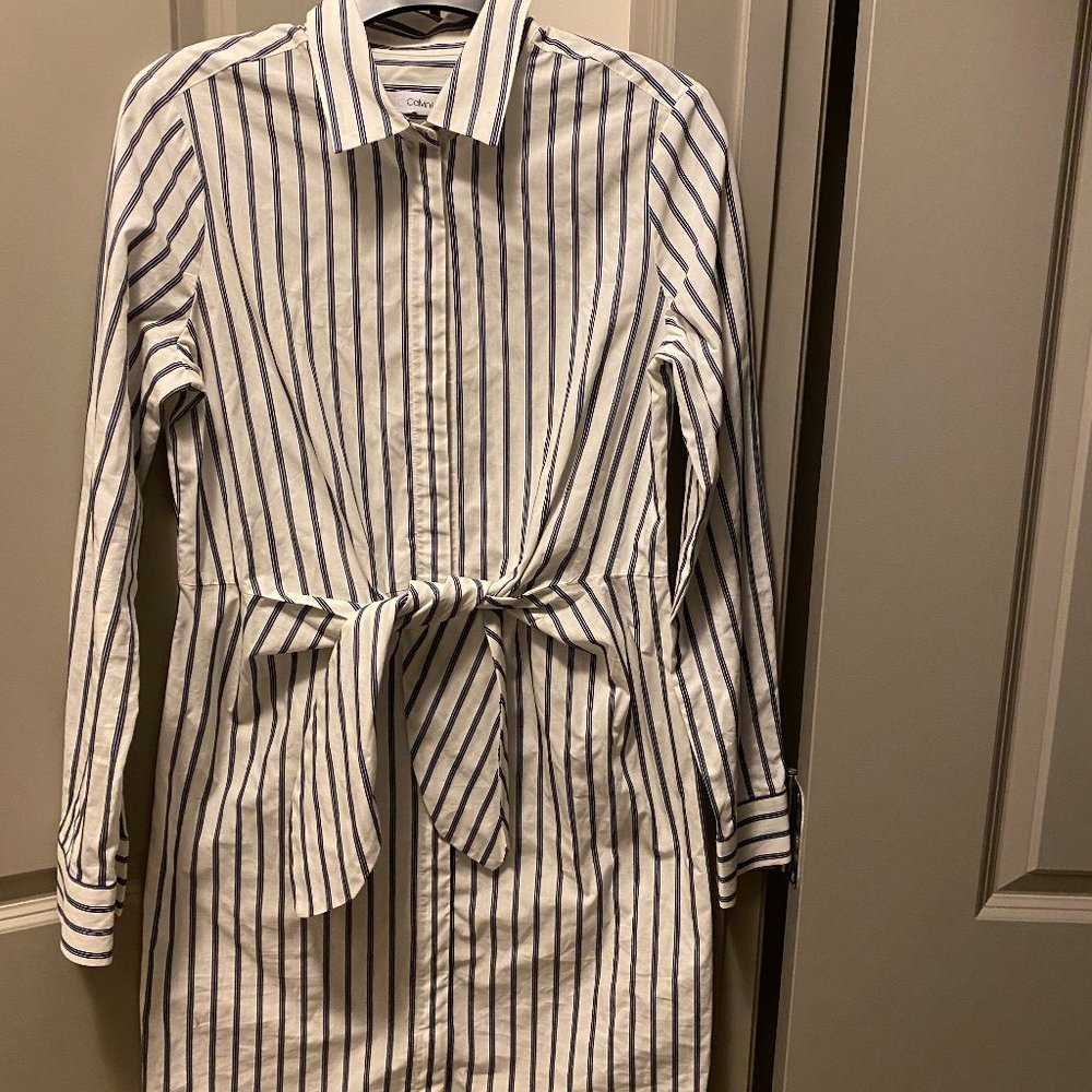 Calvin Klein - Navy and White striped dress